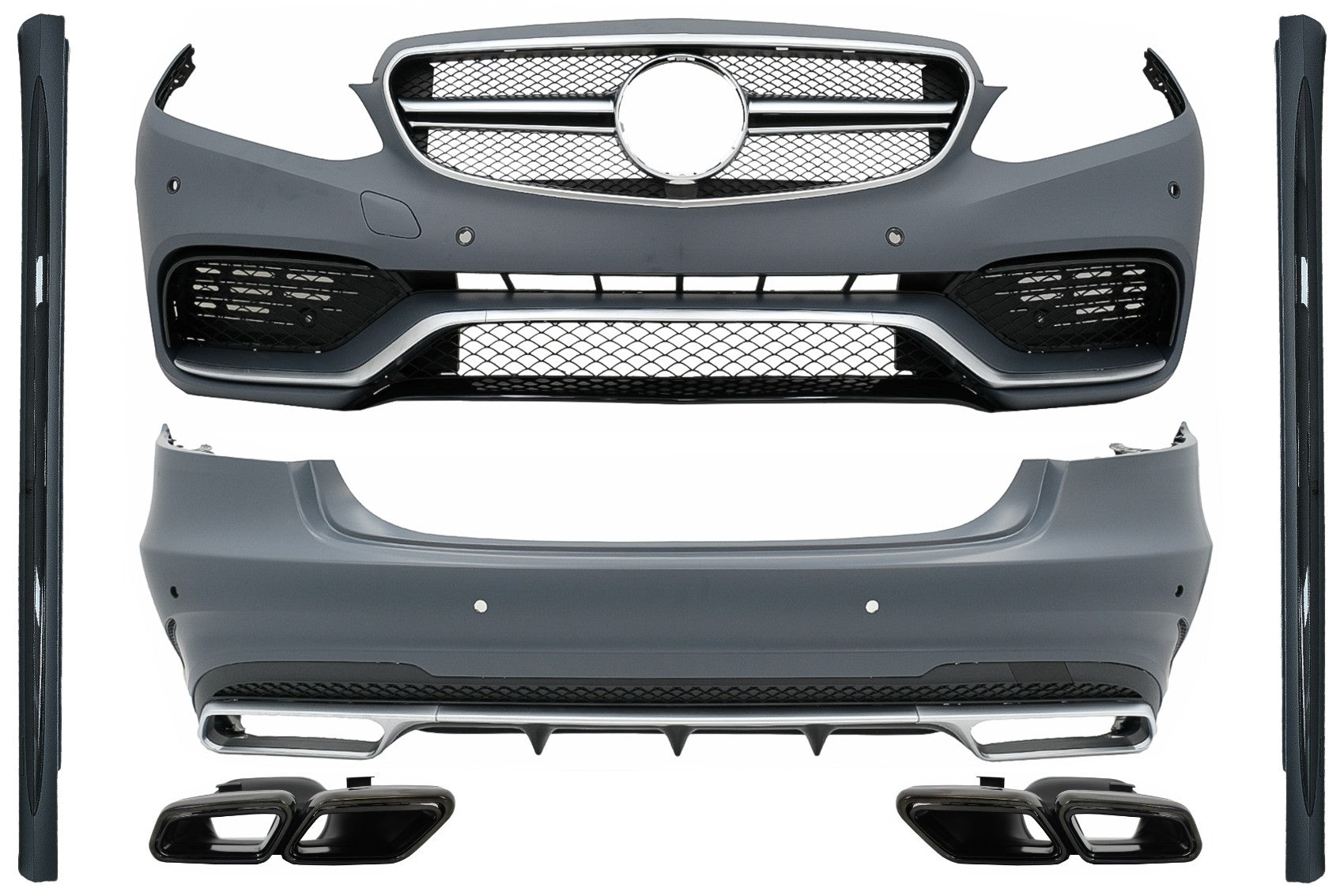 Bodykit für MERCEDES E W212 Facelift 2013-2016 E63 Look Schwarz Auspuff Tipps CarPartsTuning