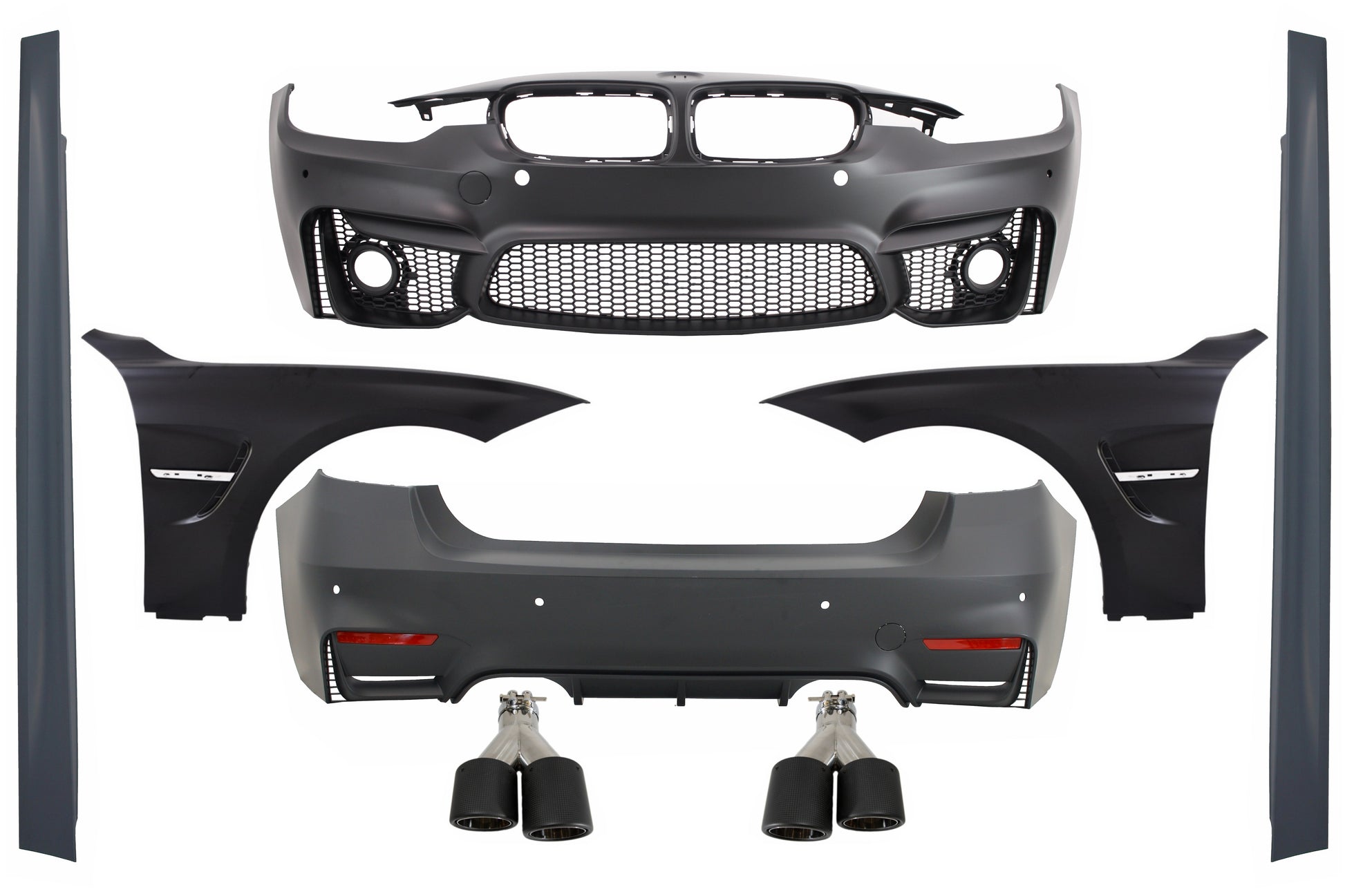 Body Kit für BMW F30 11-19 Stoßstange Auspuffspitzen Carbon EVO II M3 CS Design CarPartsTuning