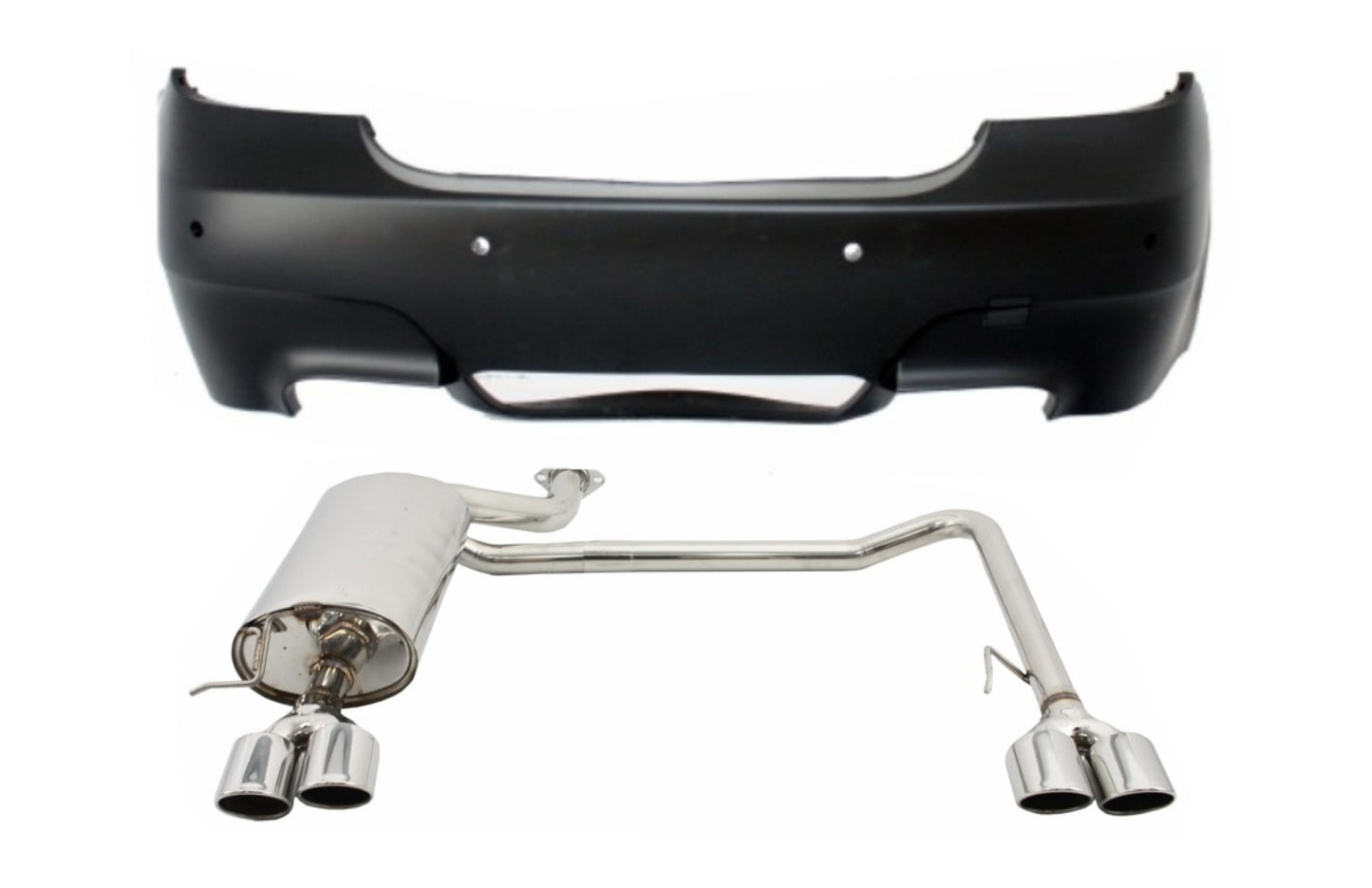 Stoßstange für BMW 5er E60 07-10 Auspuffanlage Twin Double Quad M5 Look mit PDC CarPartsTuning