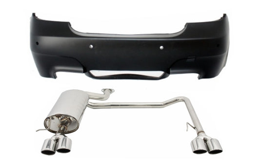 Stoßstange für BMW 5er E60 07-10 Auspuffanlage Twin Double Quad M5 Look mit PDC CarPartsTuning