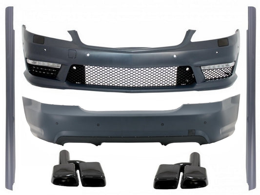 Bodykit für Mercedes S-Klasse W221 2005-2011 S63 S65 Look Auspuff Schalldämpfer Tipps Schwarz CarPartsTuning