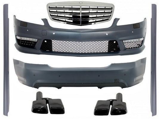 Bodykit für Mercedes W221 S-Klasse 05-11 S63 S65 Look Stoßstange Auspuff CarPartsTuning