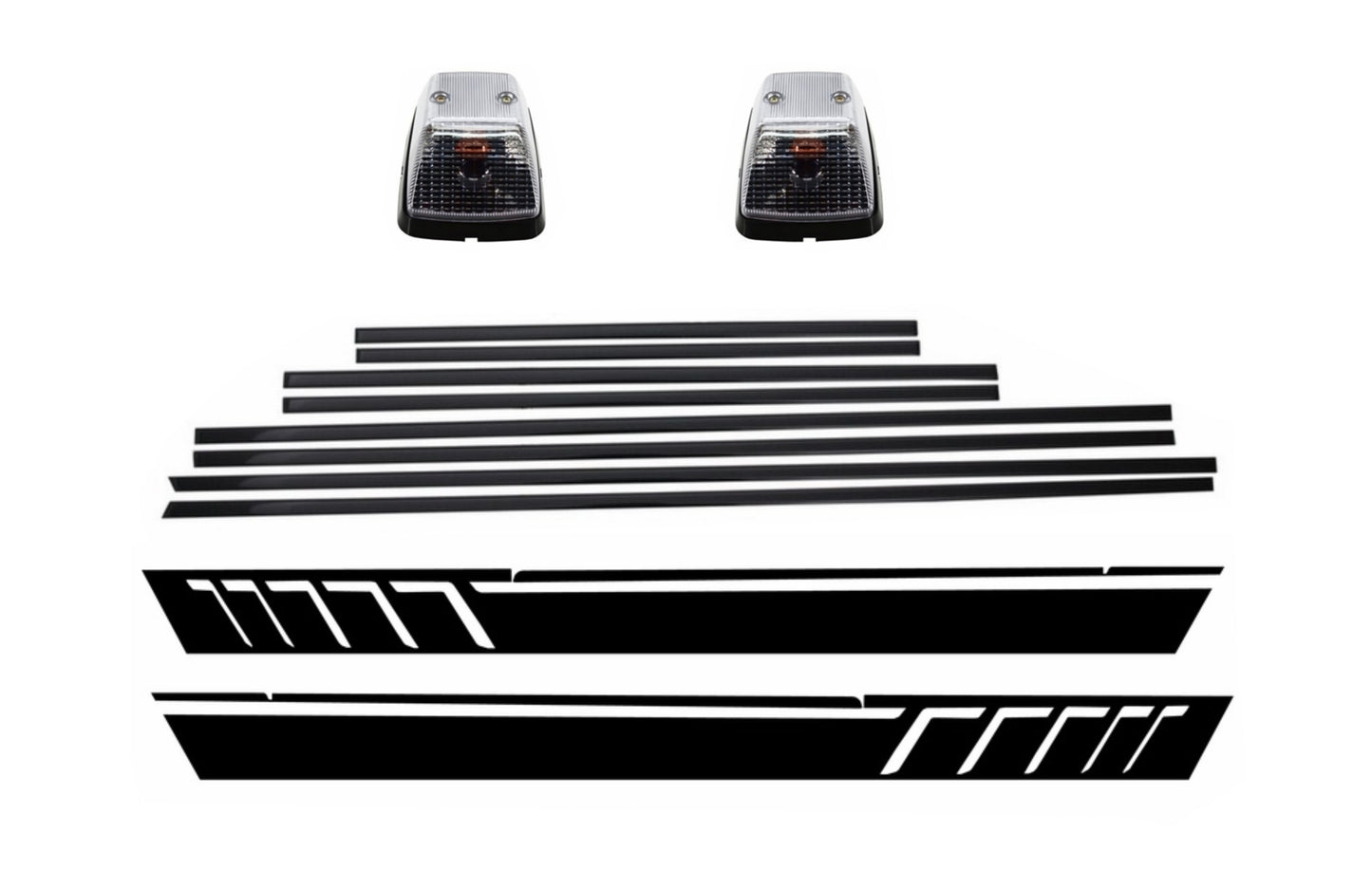 Add On Türleisten Seitenaufkleber Schwarz Lichter drehen für MERCEDES W463 89-15 CarPartsTuning