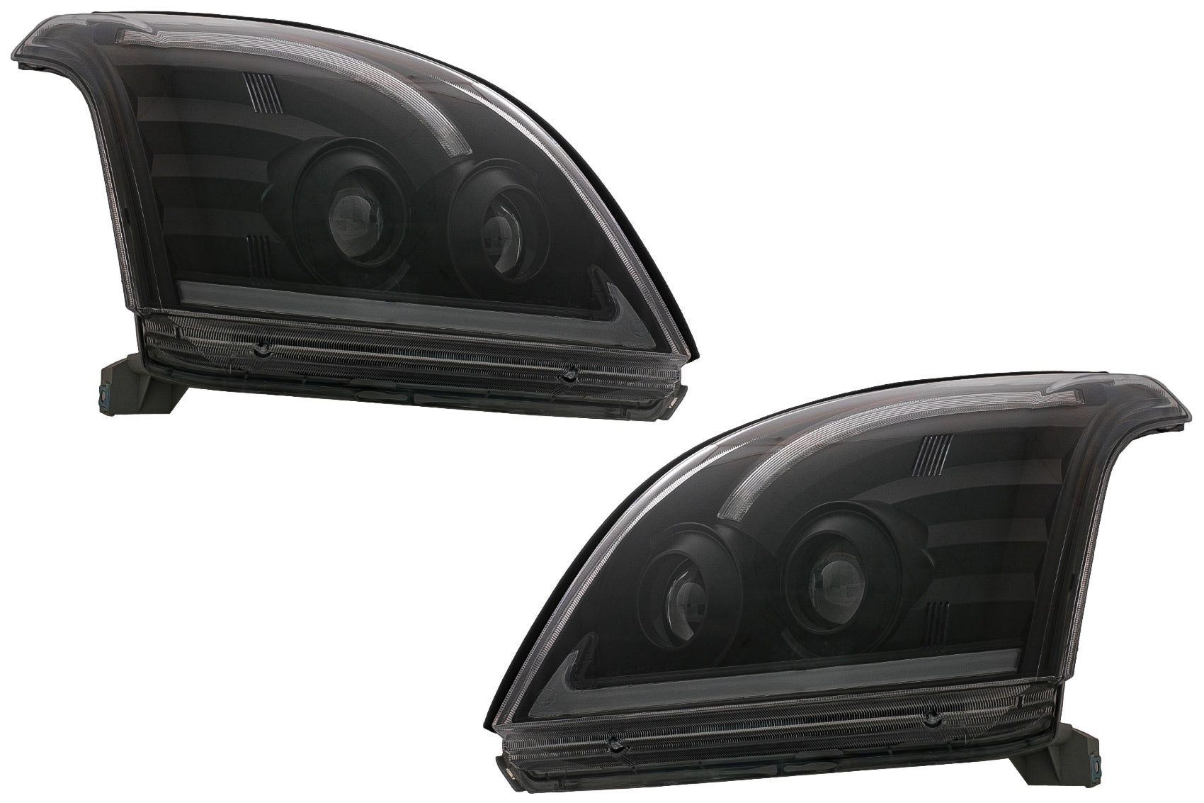 TUBE LIGHT LED Scheinwerfer passend für TOYOTA Land Cruiser FJ120 (2003-2009) Schwarz mit dynamischem Blinker LHD KITT Lightning