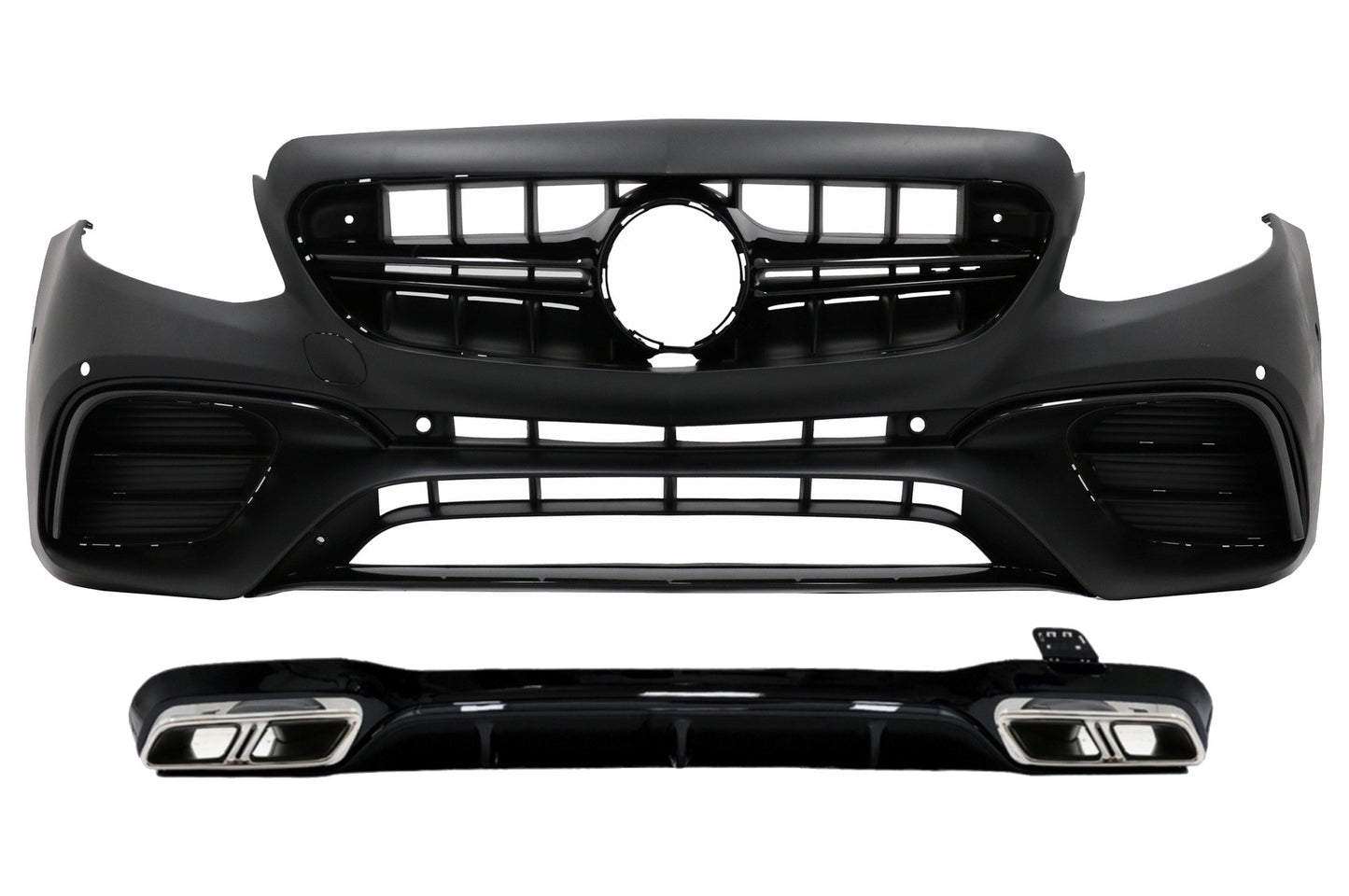 Bodykit Stoßstange für Mercedes E W213 2016+ E63s Look Schwarz Diffusor Endrohre CarPartsTuning