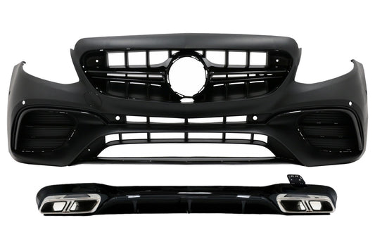 Bodykit Stoßstange für Mercedes E W213 2016+ E63s Look Schwarz Diffusor Endrohre CarPartsTuning