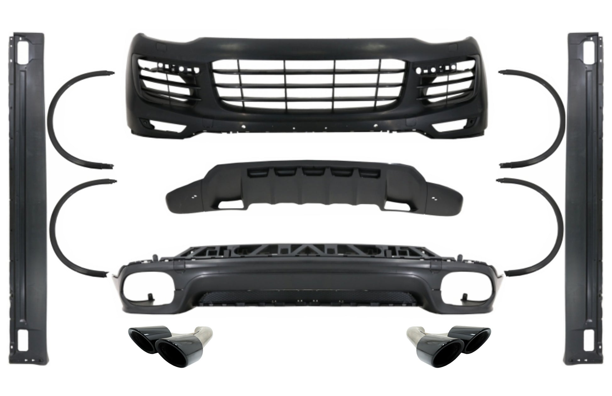 Bodykit für Porsche Cayenne Facelift 14-17 GTS Look Tips Schwarz glänzend CarPartsTuning