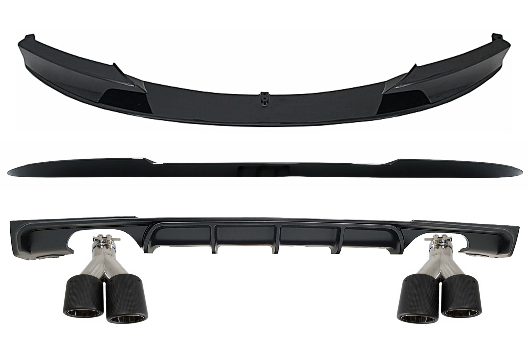 Body Kit Extensions für BMW 3er F30 11-19 Diffusor Endrohre Spoiler schwarz CarPartsTuning