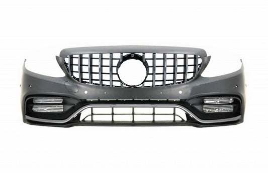 Stoßstange für Mercedes W205 S205 C205 A205 14-18 GTR Look Gitter ohne 360 Kamera CarPartsTuning