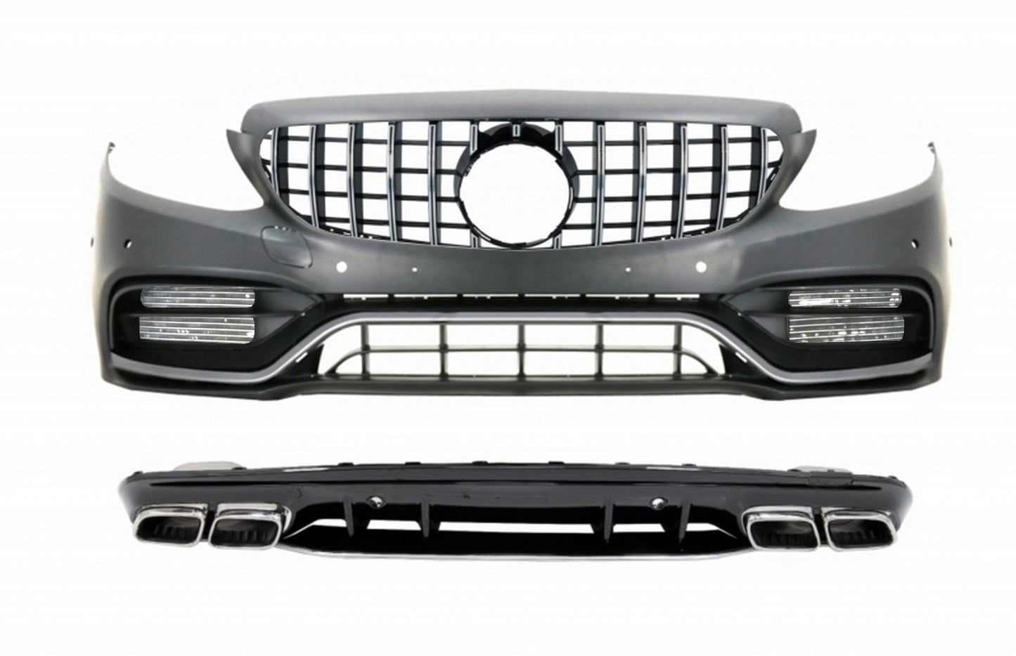 Stoßstange für Mercedes W205 S205 AMG Linie 14-20 C63S Kühlergrill Diffusor Tipps CarPartsTuning