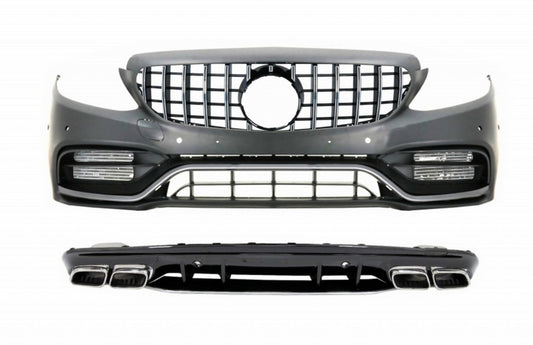 Stoßstange für Mercedes W205 S205 AMG Linie 14-20 C63S Kühlergrill Diffusor Tipps CarPartsTuning