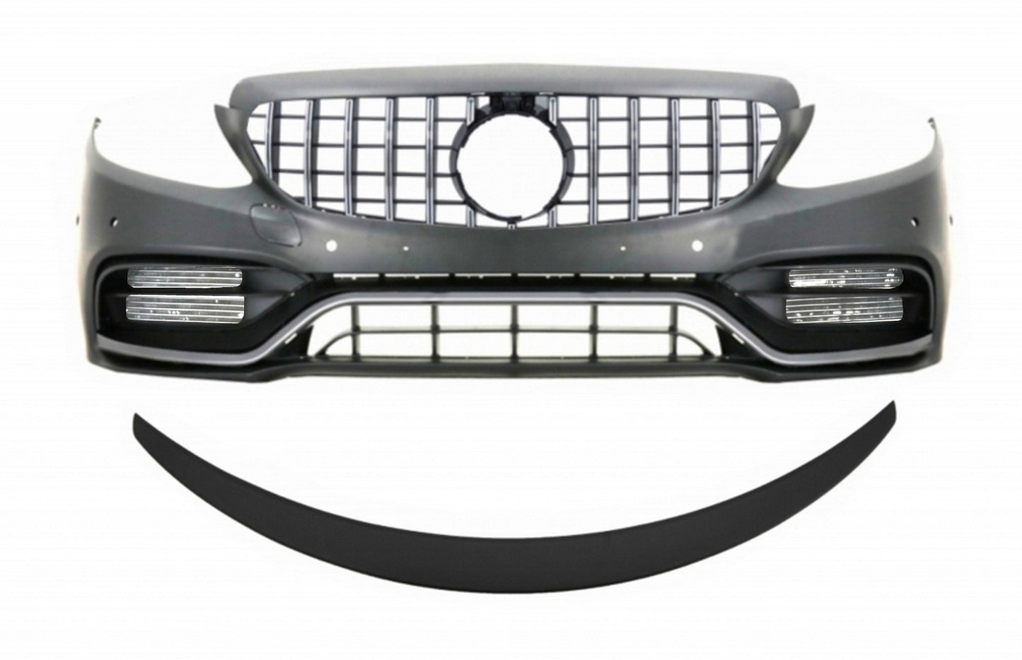Stoßstange für Mercedes C C205 14-18 C63 GT-R Look Gitter Kofferraumspoiler matt CarPartsTuning