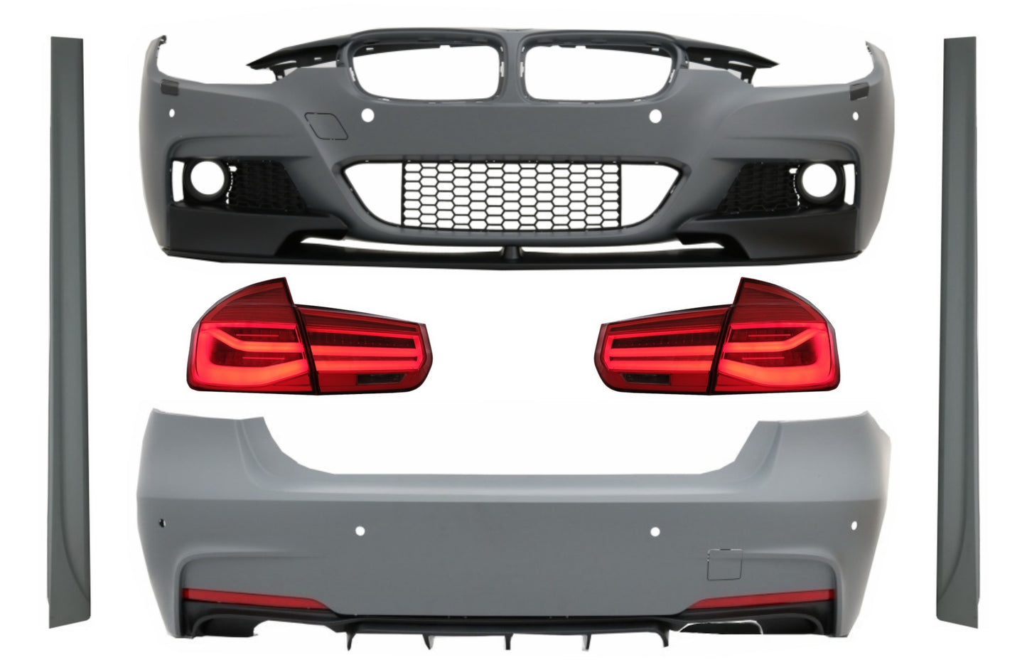 Kit für BMW 3 F30 11-19 LED Rückleuchten Rot Klar Dynamisches Licht M LCI Look CarPartsTuning