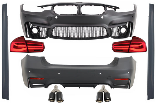 Bodykit für BMW 3 F30 11-19 LED Rücklichter Dynamisch Dual Zwilling Auspuff Tipps Kohlenstoff CarPartsTuning