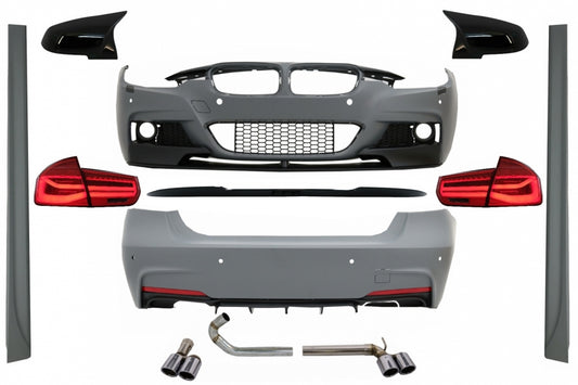 Kit für BMW 3 F30 11-19 M-Perform Look Spiegelabdeckungen LED Rückleuchten klar CarPartsTuning