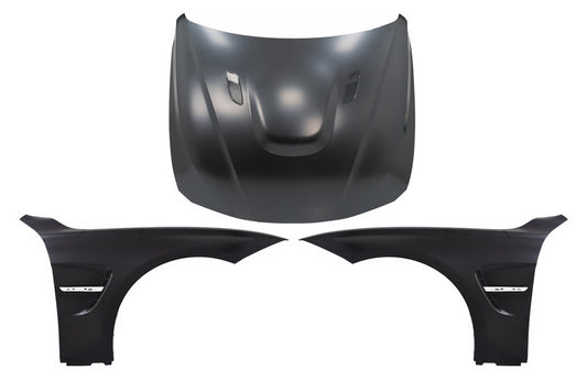 Motorhaube Motorhaube Mit Kotflügel Vorne Schwarz Chrom Passend Für BMW 3er F30 F31 (2011-2019) M3 GTs Look KITT