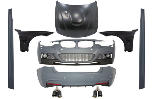 Kit für BMW 3 F30 11-19 M-Perform Look Kotflügel Motorhaube Tipps Kohlenstoff CarPartsTuning