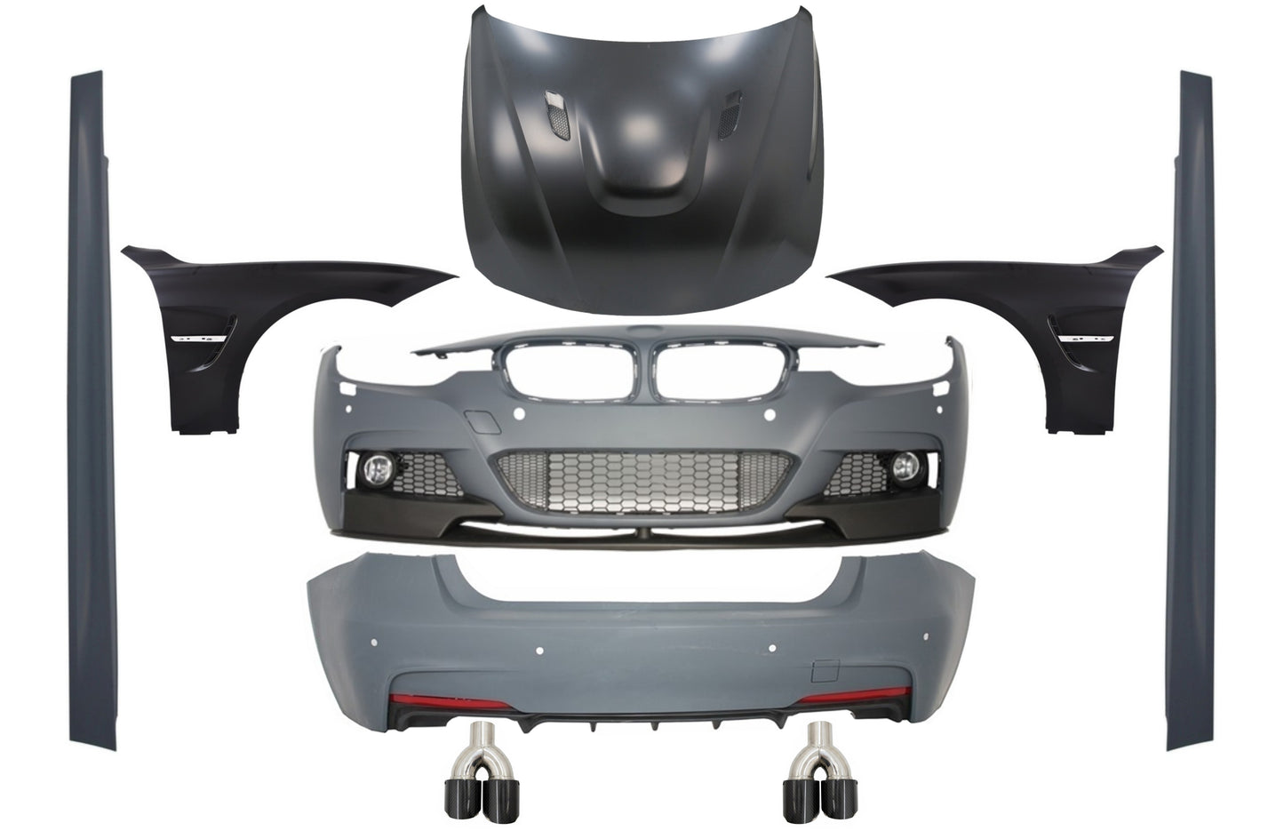 Kit für BMW F30 2011-2019 M-Perform Look Kotflügel Motorhaube Tipps Kohlenstoff CarPartsTuning