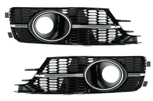 Niedriger Abdeckungen Seitengitter für AUDI A6 C7 4G Facelift 15-18 Glänzend schwarz Chrom CarPartsTuning