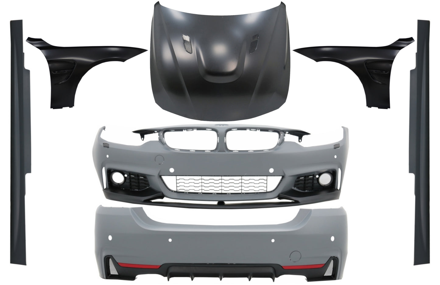 Bodykit für BMW F32 F33 13-02.17 M-Performance Look Motorhaube Kotflügel Schwarz CarPartsTuning