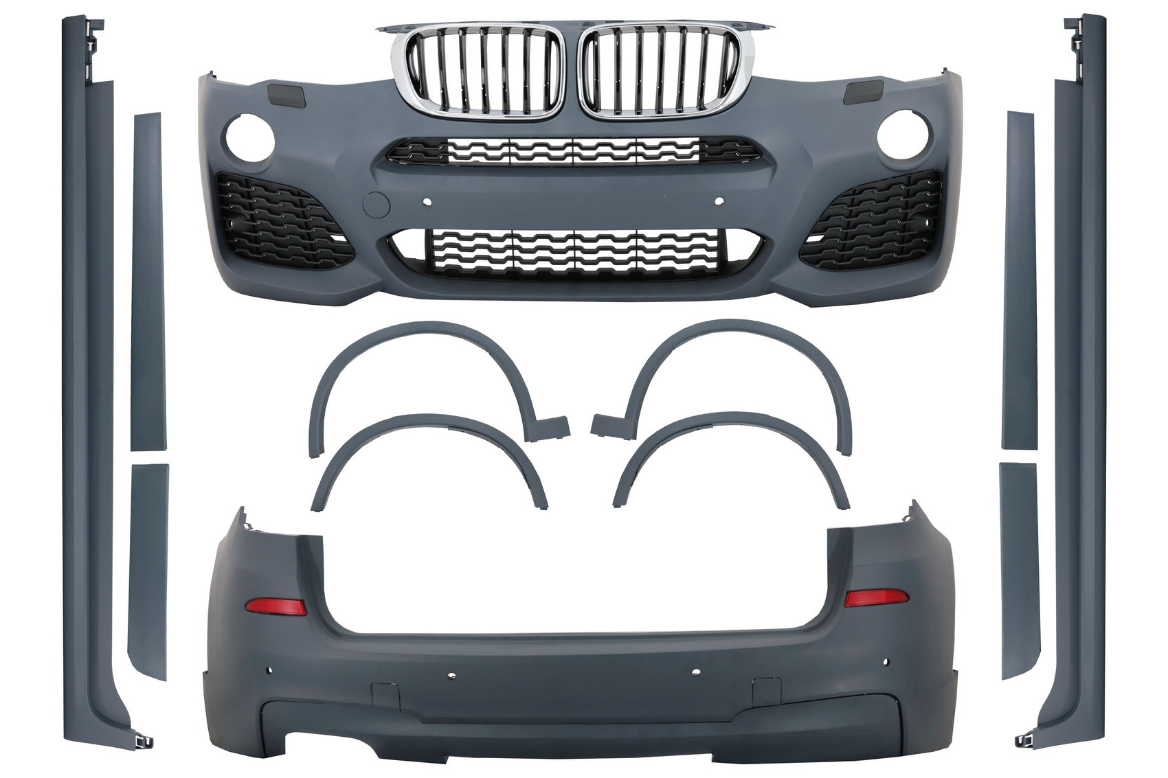 Komplett Bodykit für BMW X3 F25 LCI 2014-2017 M-Look Gitter Schwarz Silber CarPartsTuning