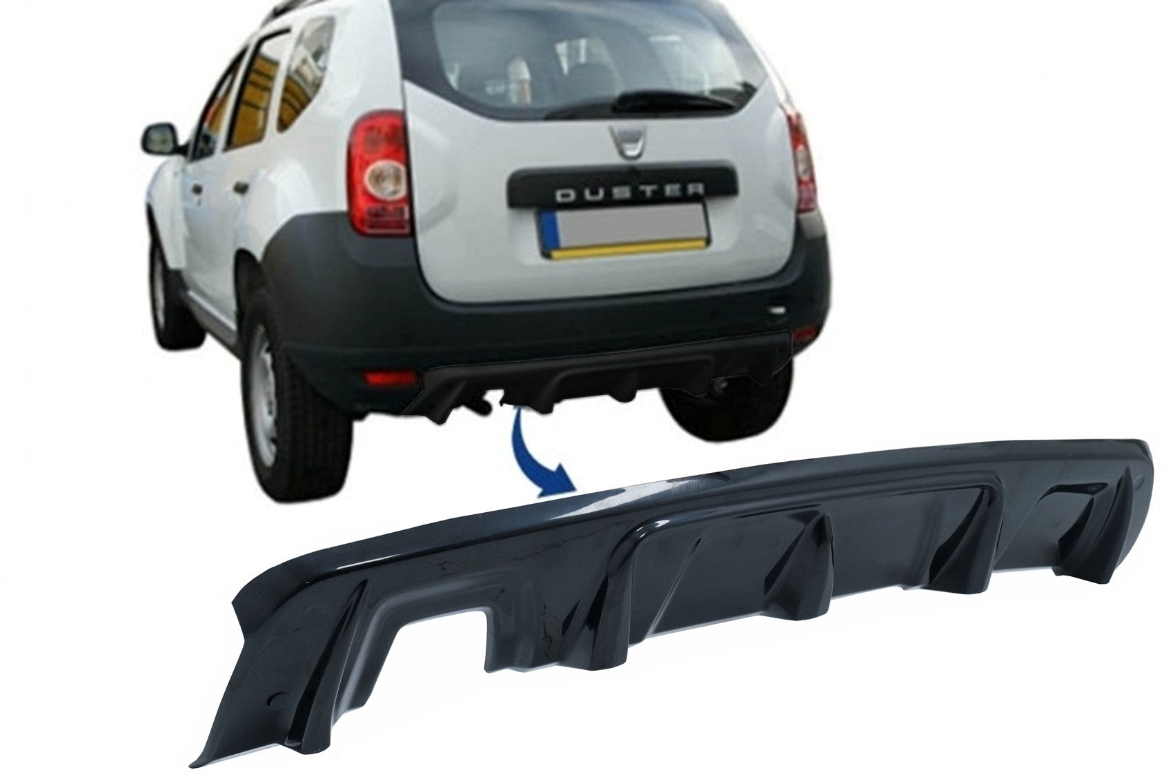 Unterfahrschutz für Heckstoßstange passend für DACIA Duster 4x4 / 4x2 (2010-2017) Piano Black KITT