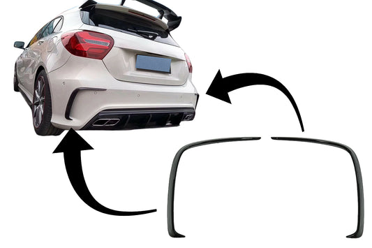 Heckschürzenklappen Flics Seitenfinnen passend für Mercedes A-Klasse W176 (2012-2018) Piano Black KITT