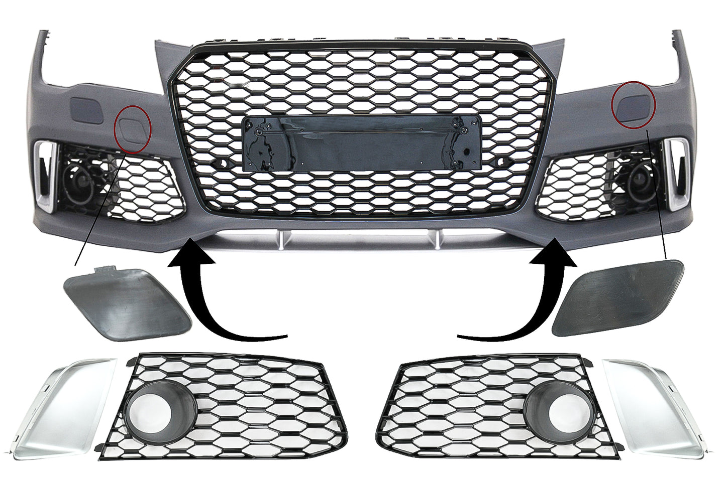 Frontstoßstange Teile Seitengitter für Audi A7 4G 10-18 RS7 Look SRA Abdeckungen CarPartsTuning