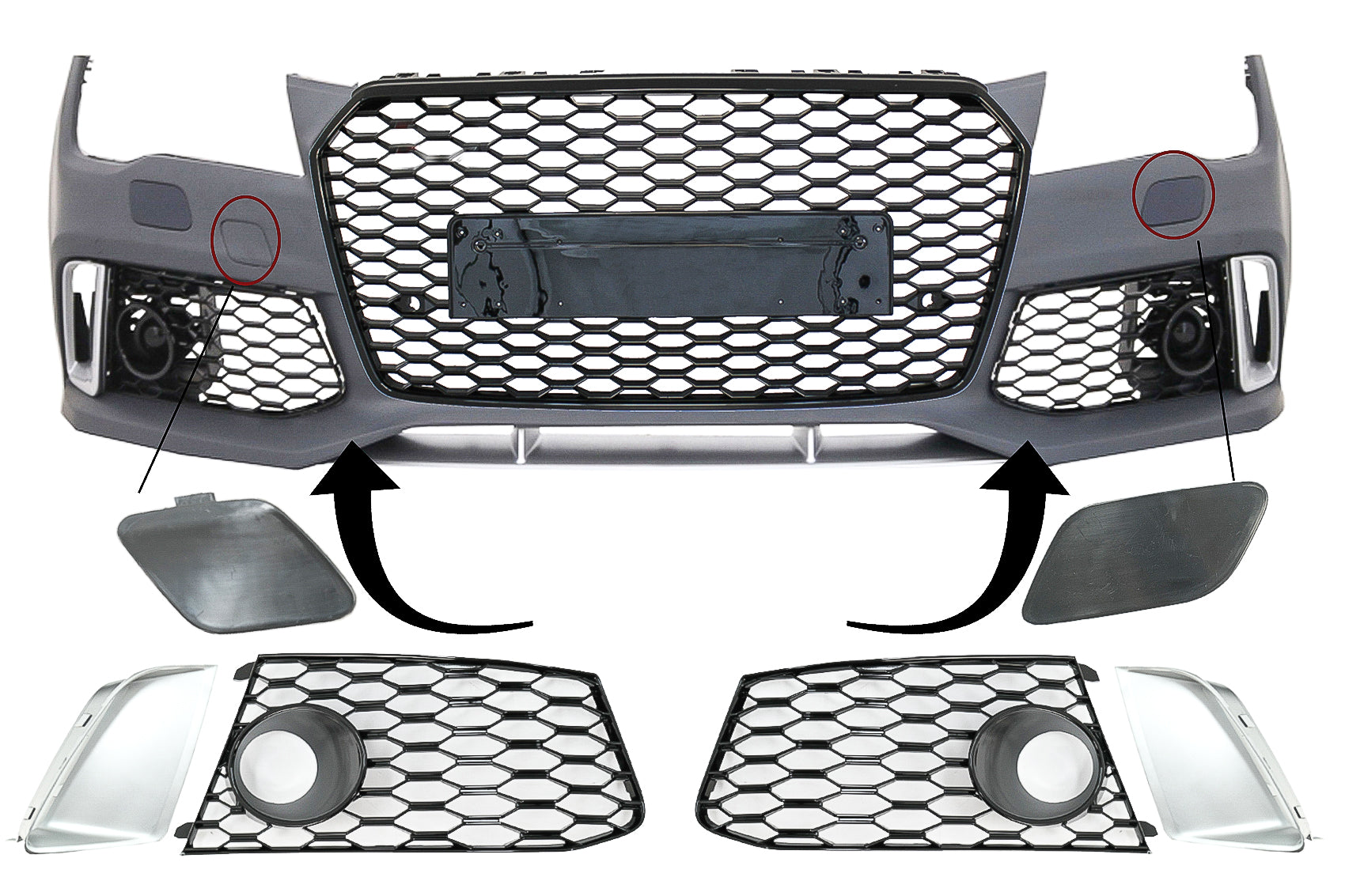 Frontstoßstange Teile Seitengitter für Audi A7 4G 10-18 RS7 Look SRA Abdeckungen CarPartsTuning