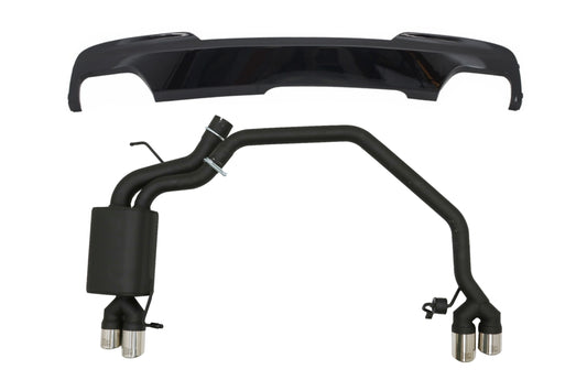 Diffusor Piano Black Mit Auspuffanlage Twin Doppelauspuff Passend Für BMW 5er F10 (2011-2016) 102-433/70rs Ulter Sport