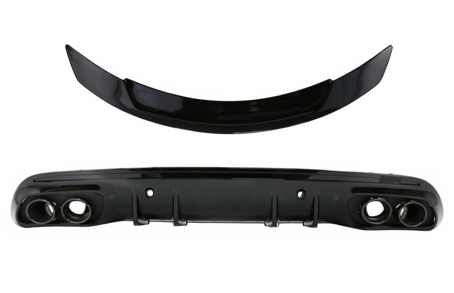 Stoßdämpfer Diffusor Auspuff für Mercedes C W205 14-20 Kofferraum Spoiler Schwarz CarPartsTuning