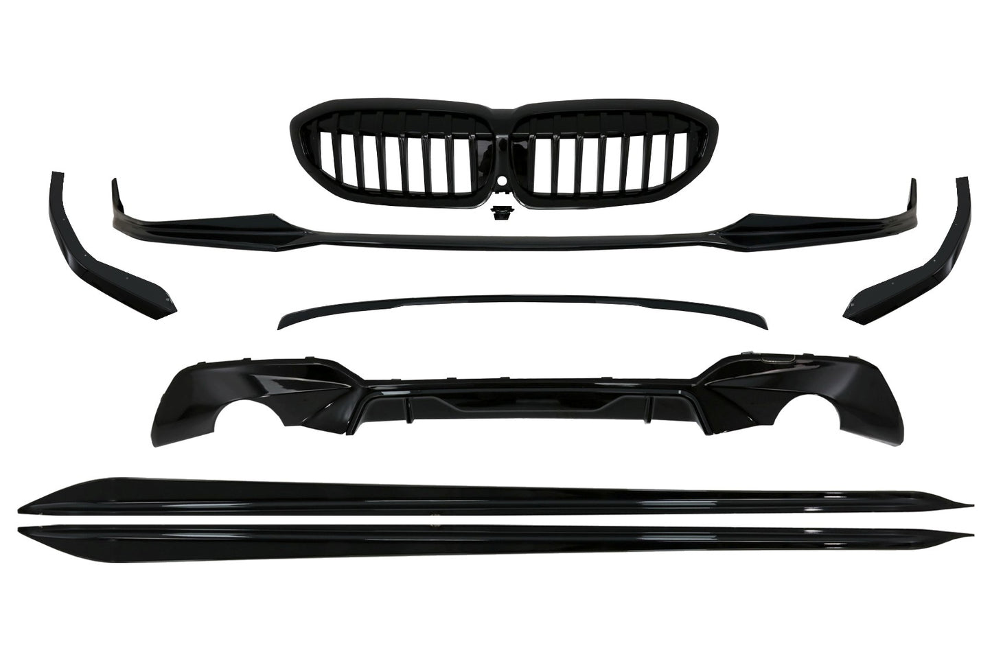 Komplette Bodykit-Erweiterungen passend für BMW 3er G20 Limousine G21 Touring (2018-up) M Design Piano Black KITT