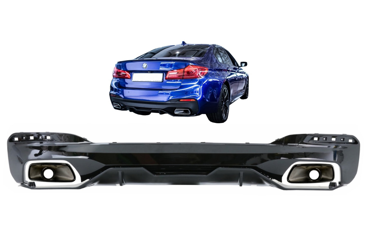 Stoßstange Diffusor für BMW 5er G30 G31 Auspuff 540 M Sport Look Square CarPartsTuning