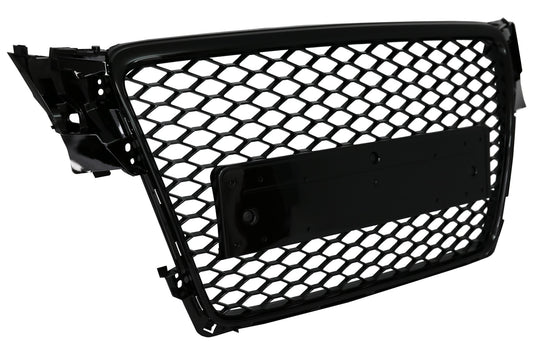 Badgeless Frontgrill für Audi A4 B8 2007-2012 RS Look Glänzend schwarz CarPartsTuning