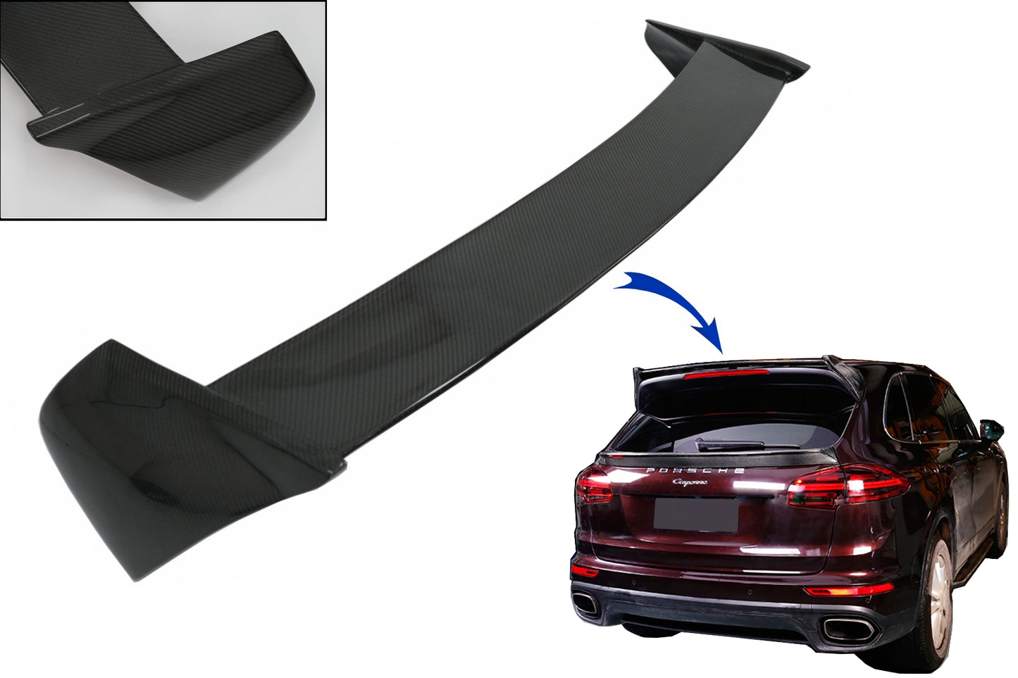 Kofferraumdachspoilerflügel für Porsche Cayenne 958 II SUV 2015-2017 Kohlefaser CarPartsTuning