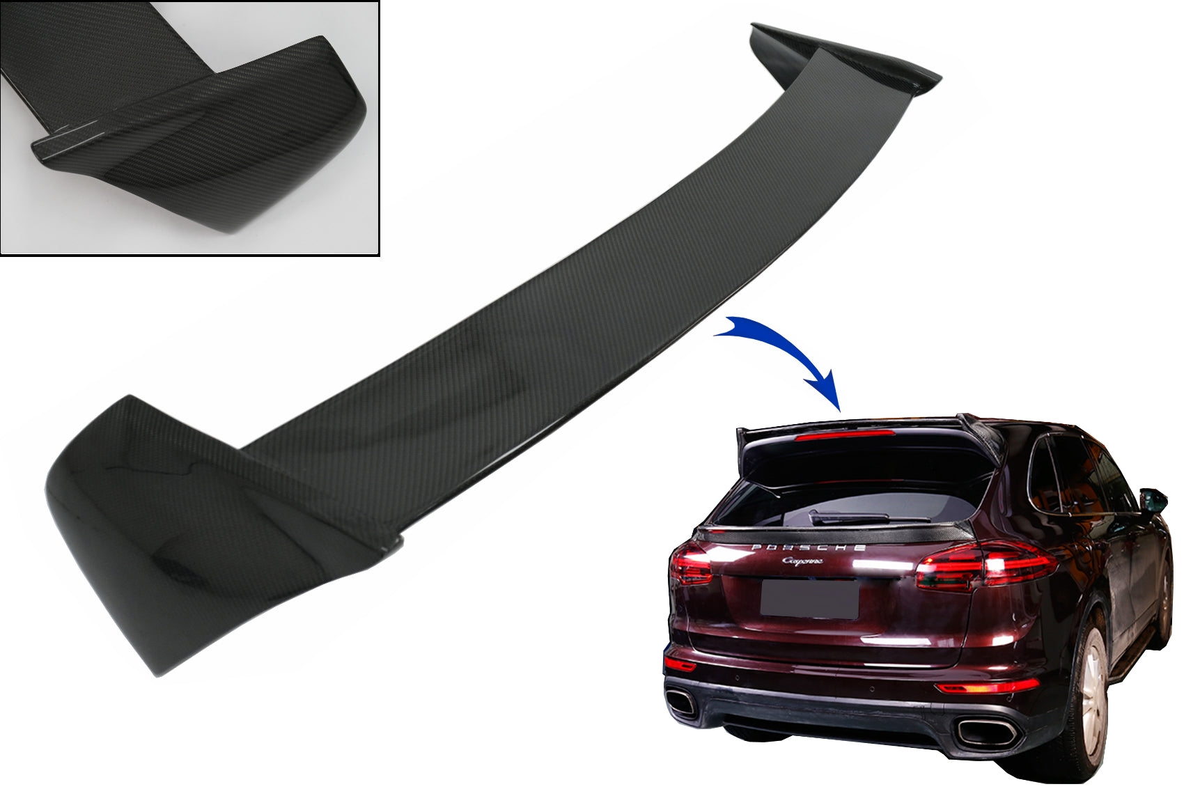 Kofferraumdachspoilerflügel für Porsche Cayenne 958 II SUV 2015-2017 Kohlefaser CarPartsTuning