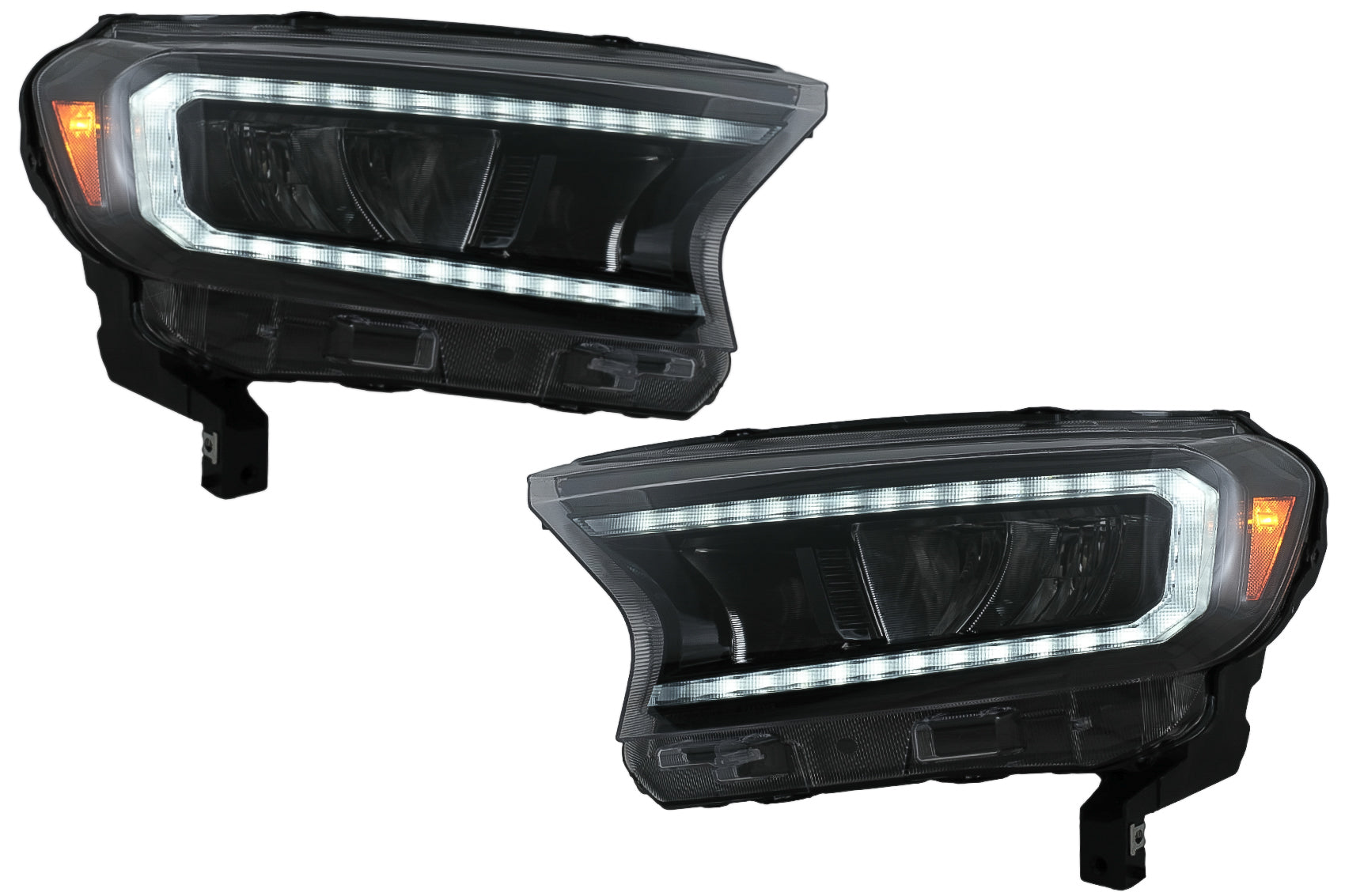 Scheinwerfer LED-Lichtleiste für Ford Ranger 15-20 LHD Voll Schwarzes Gehäuse Dynamisch CarPartsTuning