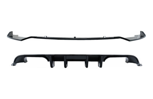 Heckschürzen-Luftdiffusor mit Frontschürzenlippen-Verlängerungsspoiler passend für VW Golf 7.5 (2017-2019) R Look Piano Black KITT