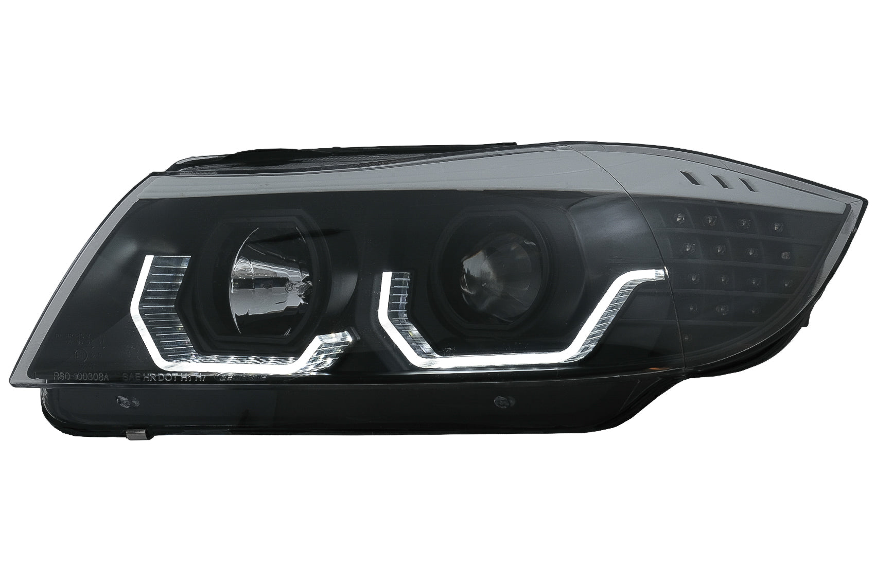 3D LED Angel Eyes Scheinwerfer Passend Für BMW 3er E90 Limousine E91 Touring (03.2005-08.2008) LHD Schwarz KITT