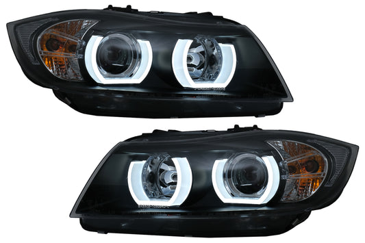 U-LED 3D Scheinwerfer Xenon Passend Für BMW 3er E90 Limousine E91 Touring (03.2005-08.2008) LHD Schwarz KITT
