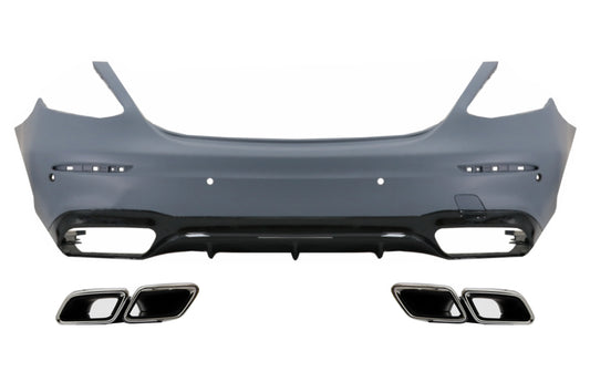 Heckstoßstange & Auspuff Schalldämpfer Tipps Chrom für Mercedes E W213 2016-2019 E63 Look CarPartsTuning