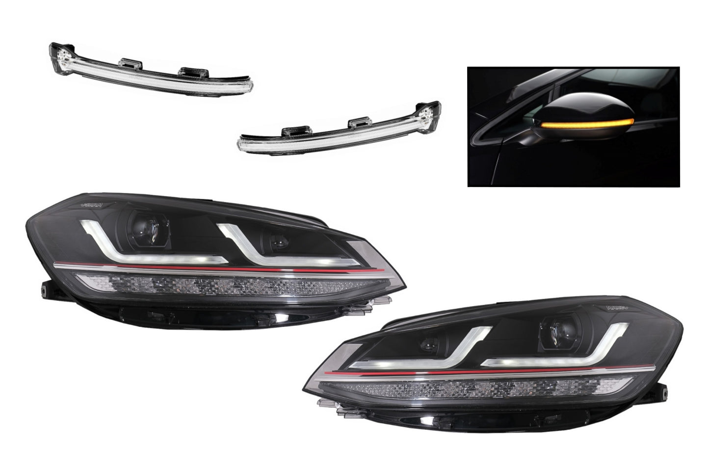 Osram LED Scheinwerfer Spiegel Indikatoren für VW Golf 7.5 17-20 GTI Look Dynamisch CarPartsTuning