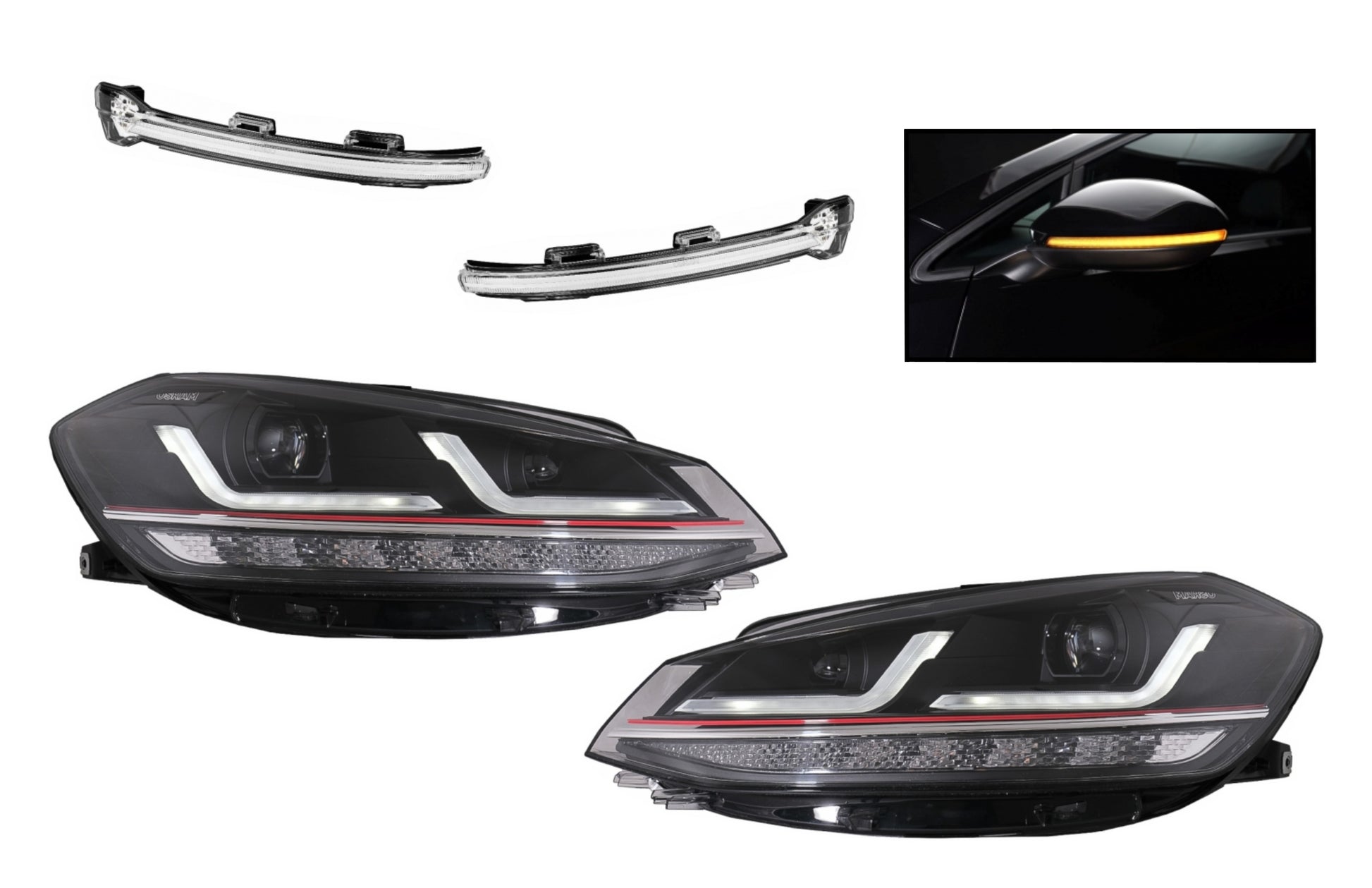 Osram LED Scheinwerfer Spiegel Indikatoren für VW Golf 7.5 17-20 GTI Look Dynamisch CarPartsTuning