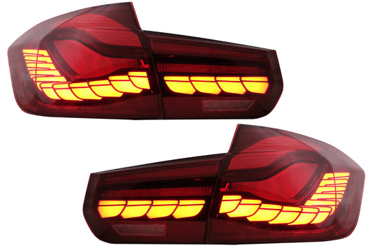 OLED Rückleuchten Umbau Auf M4 Design Passend Für BMW 3er F30 Pre LCI & LCI (2011-2019) F35 F80 Rot Klar Mit Dynamischem Abbiegelicht KITT