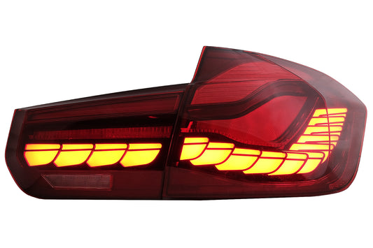 OLED Rückleuchten Umbau Auf M4 Design Passend Für BMW 3er F30 Pre LCI & LCI (2011-2019) F35 F80 Rot Klar Mit Dynamischem Abbiegelicht KITT