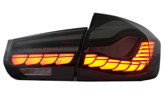 OLED Rückleuchten Umbau Auf M4 Design Passend Für BMW 3er F30 Pre LCI & LCI (2011-2019) F35 F80 Red Smoke Mit Dynamischem Abbiegelicht KITT