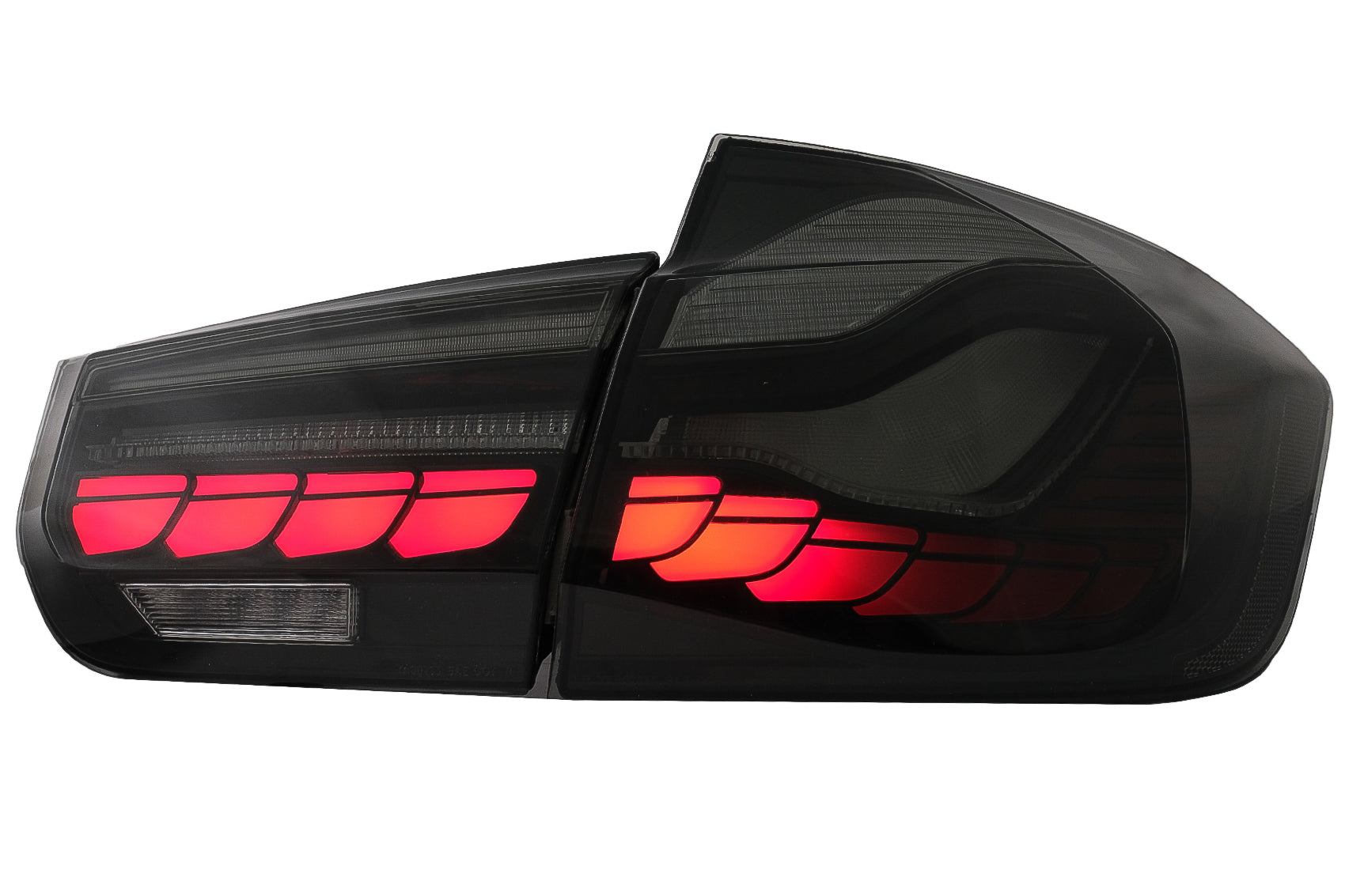OLED Rückleuchten Umbau Auf M4 Design Passend Für BMW 3er F30 Pre LCI & LCI (2011-2019) F35 F80 Red Smoke Mit Dynamischem Abbiegelicht KITT