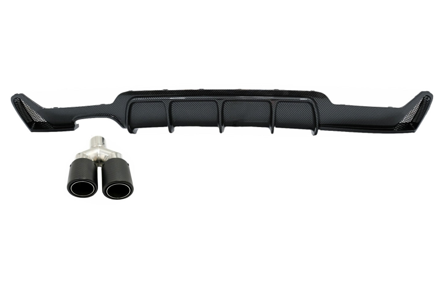 Heckschürze Diffusor Mit Endrohr Endschalldämpfer Matt Kohlefaser Passend Für BMW 4er F32 F33 F36 (2013-2019) M Design KITT