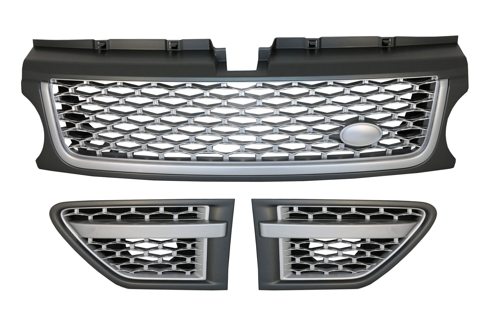 Mittelgrill Und Seitliche Lüftungsschlitze Passend Für Range Rover Sport Facelift (2009-2013) L320 Autobiography Look Full Silver Edition KITT