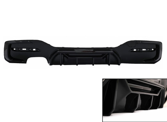 Luftverteiler Diffusor Linker Doppelt Auslauf für BMW 1er F20 F21 LCI 2015-2019 Glänzend schwarz Competition Design CarPartsTuning